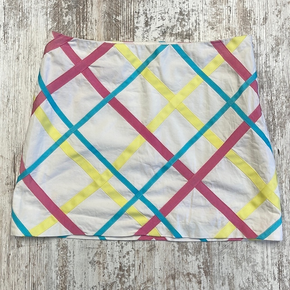 Milly of New York White Cotton Pastel Ribbon Mini Skirt Size 4
